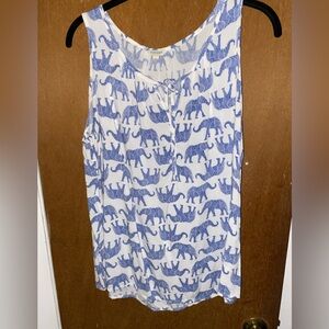 Blue Elephant Print Tank Top